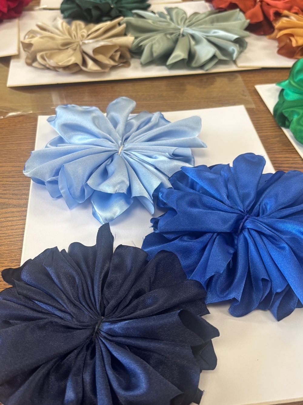 Fabric Satin Flower Accent Pack - Blue Shades